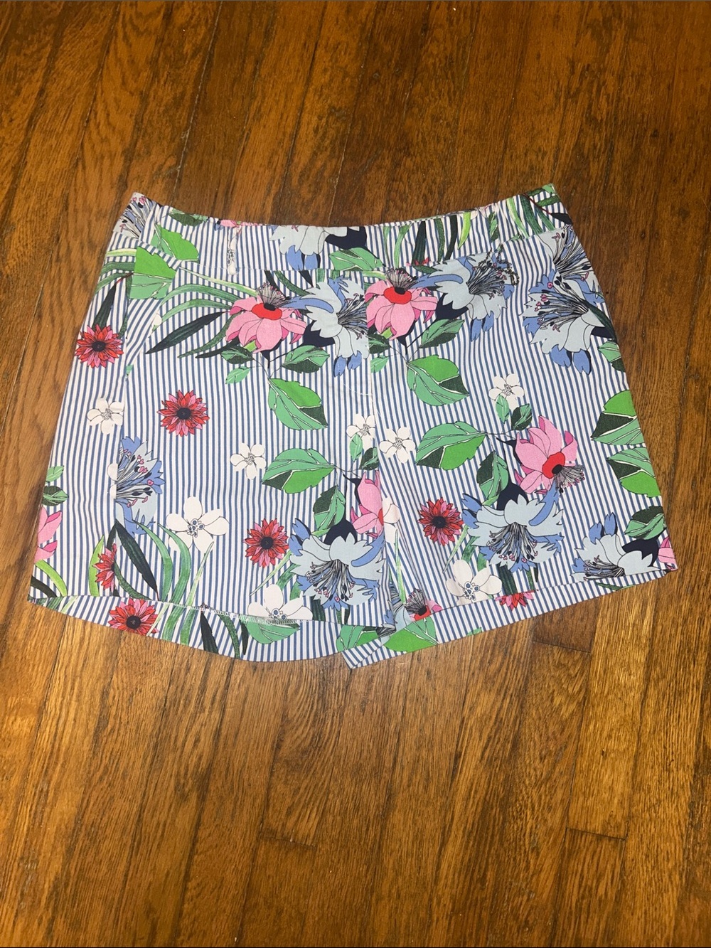Zac & Rachel Floral Stripe Mini Skirt - Pink, Green & Blue